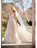 Plunging Neck Strapless Ivory Lace Tulle Open Back Wedding Dress